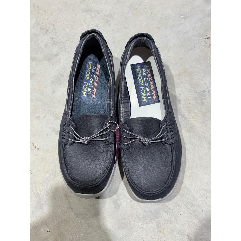 Skechers Womens Air-Cooled Memory Foam Boat Shoes Navy Slip On Loafers 23638 NVY